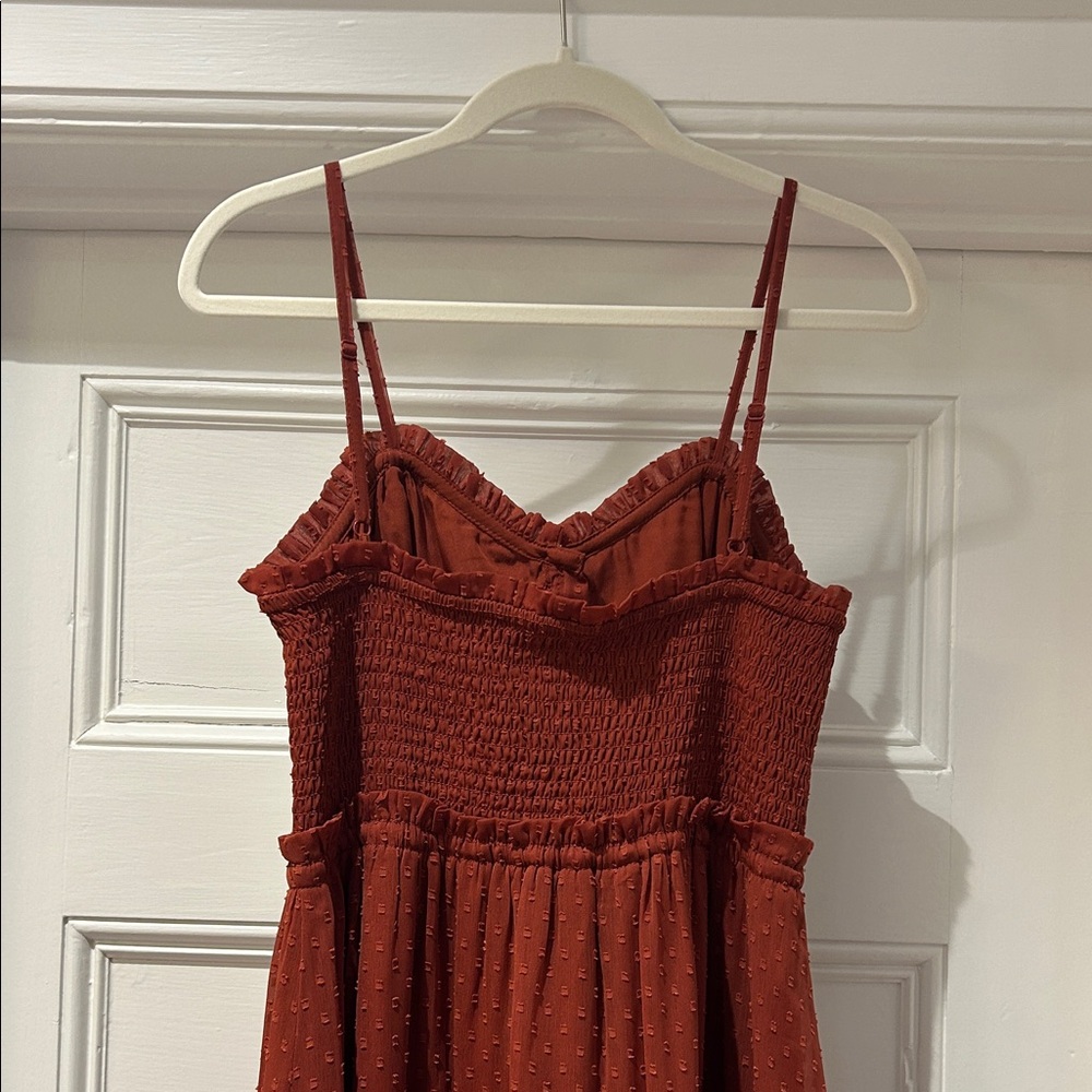 Patrons of Peace Rust Red Textured Maxi Dress with Spaghetti Straps - Picture 5 of 6